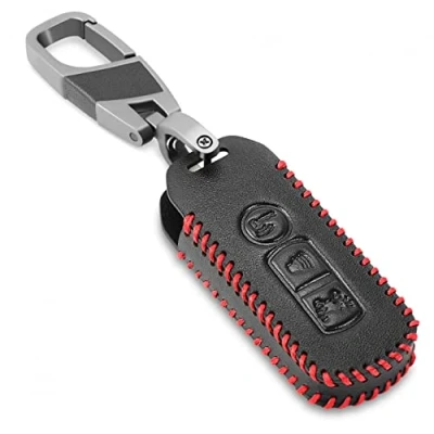 Abbildung von Leder Motorrad Schlüsselhülle für Roller, Fernbedienung, Shell, Schlüsselanhänger, passend Honda PCX 150 Hybrid X ADV SH125 Scoopy SH300 Forza 125 300, 3 Tasten