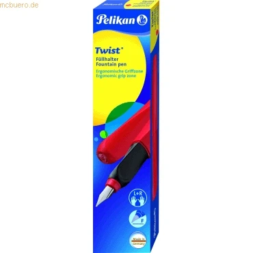 Abbildung von Pelikan 814812 Füller Twist Feder F, Fiery Red, inklusive 1 Patrone, Stück
