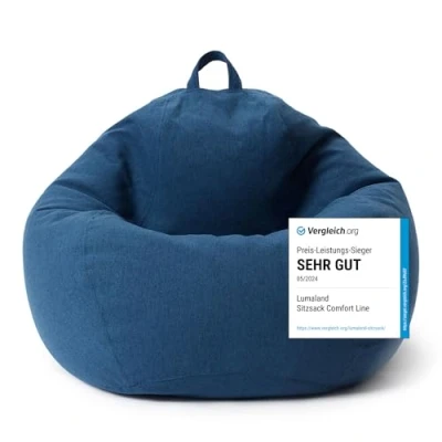 Abbildung von Lumaland Sitzsack Comfort Line XXL 100x120x50cm 315L Volumen, Bodenkissen Sitzkissen Bean Bag Lounge Gaming waschbar