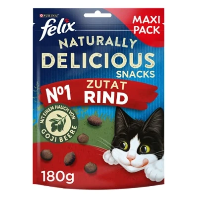 Abbildung von FELIX Naturally Delicious Katzensnack, gesunde Leckerlies mit Rind &amp; Goji Beeren, 6er Pack (6 x 180g)