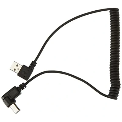 Abbildung von System S USB A Stecker 90 Grad Links Gewinkelt zu Typ B Rechts Adapter Spiralkabel Kabel 35 80 cm