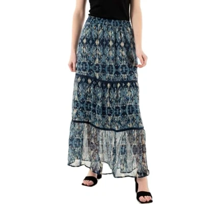 Abbildung von ONLY Onlviva LIFE MAXI Skirt Maxirock, Damen, Größe: Medium, Forever blue/ethnic rebel