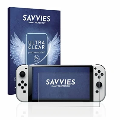 Abbildung von Savvies 6 Stück Schutzfolie für Nintendo Switch OLED Modell Displayschutz Folie Ultra Transparent