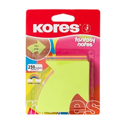 Abbildung von Kores Haftnotizen Fantasy: in Pfeilform, Bunter Selbstklebender Memo Notizblock, 70 x 70mm, Packung von 1 250 Blättern 5 sortierten Farben
