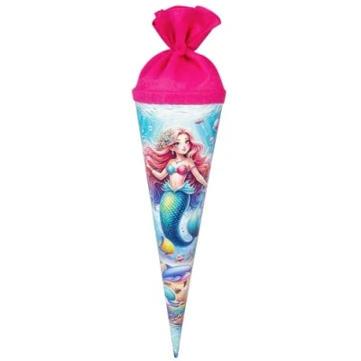 Abbildung von goldbuch 93 162 Geschenktüte 35 cm Prinzessin AQUARINA, Geschwistertüte Meerblau, Schultüte mit Motiv Meerjungfrau, Geschenkverpackung x 11,5 cm, Zuckertüte aus Lackkarton Filzverschluss