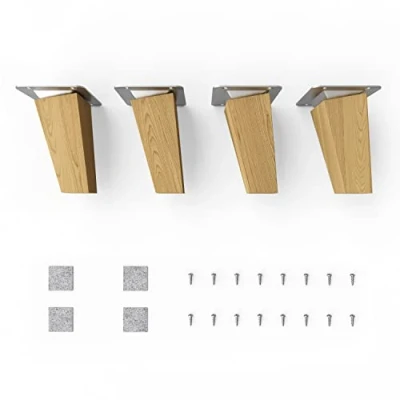 Abbildung von Sossai® Holz Tischbeine Clif Square Öl Finish Höhe: 10 cm HMF4 eckig, konisch (schräge Ausführung) Material: Massivholz (Eiche) für Tische, Beistelltische, Schminktische