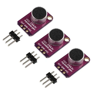 Abbildung von HALJIA 3 stücke Elektret Mikrofonverstärker, MAX4466 Breakout Sensor mit Einstellbarer Verstärkungsregelung für Arduino