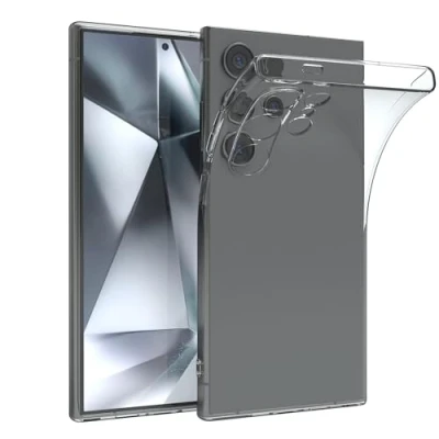 Abbildung von EAZY CASE Hülle kompatibel mit Samsung Galaxy S24 Ultra Slimcover Clear Schutzhülle Silikon, dünn, Slimcover, Handyhülle, Silikonhülle, Backcover, Durchsichtig, Klar Transparent