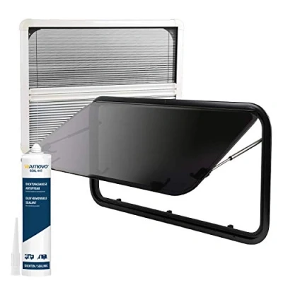 Abbildung von wamovo Set Ausstellfenster RW Compact inkl. Verdunklung und Insektenschutz von 350x500 bis 1000x500 (500 x 450)