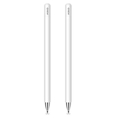 Abbildung von MEKO Eingabestift Disc Touch Pen, 2 in 1 Stylus Pen universal Touchstift 100% kompatibel mit Allen Tablets Touchscreen iPhone iPad Samsung Surface Huawei Chromebook usw, magnetische Kappe, Weiß*2
