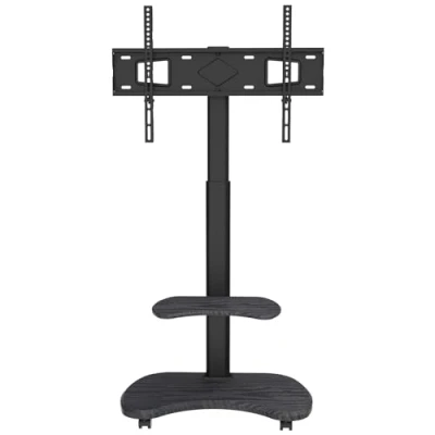 Abbildung von XTRARM Stellar TV Ständer Rollbar mit Holzregal Höhenverstellbar Schwenkbar Rollwagen Rollen für 32 70 Zoll Fernseher bis zu 45 kg Universal Standfuss Max VESA 600x400