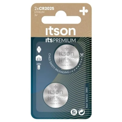 Abbildung von ITSON, CR2025 Batterien, 3V, Knopfzellen, 2 Stück, am besten für Autoschlüssel, Uhren und Herzfrequenzmesser