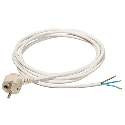 Abbildung von as Schwabe Anschlussleitung 10 m H05VV F 3G1,5 Verbindungskabel, Schutzkontaktwinkelstecker mit Leitung, Anschlusskabel 30 mm abgemantelt Aderendhülsen, Stromkabel 230V, 10A, IP20, Weiß, 70807