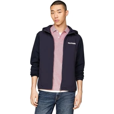 Abbildung von Tommy Hilfiger Monotype MIX Media ZIP THRU Übergangsjacke, Herren, Größe: Small, Desert sky