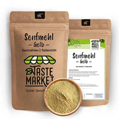 Abbildung von 1 kg Senfmehl gelb Senf Pulver gemahlen Senfherstellung Senfsaat Senfsamen Gewürze