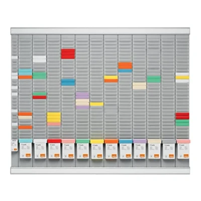 Abbildung von Nobo T Karten Jahresplanungsset, Wandmontage, Haftnotizen Set mit 12 Spalten und 32 Slots, Größe 2, einschließlich Indexspalte, 32938864