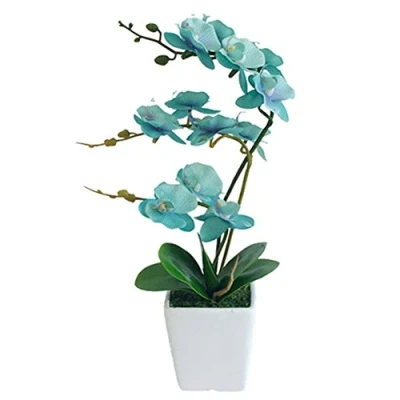 Abbildung von YSZL Künstliche Phalaenopsis Orchidee aus Seide, 38,1 cm hoch, goldblau