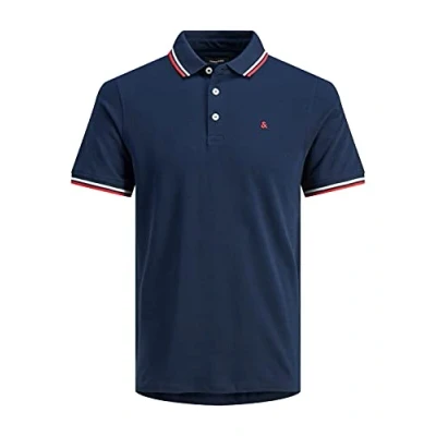 Abbildung von JACK &amp; JONES Herren Poloshirt JJEPAULOS Relaxed Fit Plussize XXL 8XL Baumwolle, Größe:7XL, Farbe:Navy Blazer 12143859