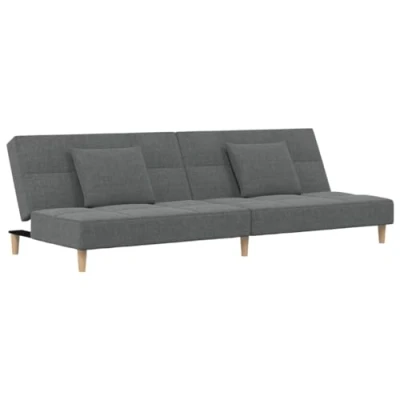 Abbildung von vidaXL Sofa Schlafsofa 2 Sitzer mit Kissen Dunkelgrau Stoff