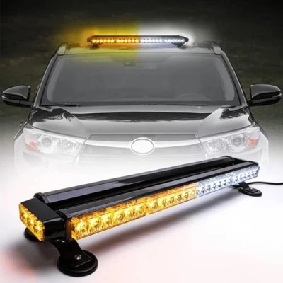 Abbildung von ROUTEKING 67cm 54 LED Rundumleuchte Blinklicht 7 Modi 12/24V Blitzleuchte Amber Warnleuchte Magnetische Notfallblinklampe Wiederherstellungswarnung gelbes Decke Licht (Gelb/Weiß)