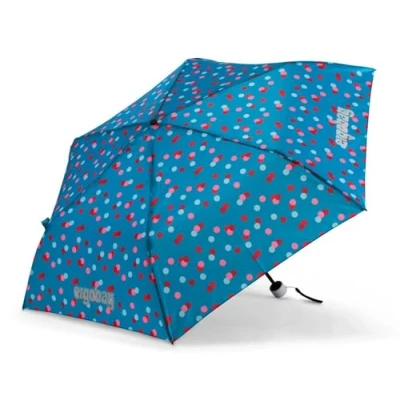 Abbildung von ergobag Regenschirm Kinderschirm für die Schultasche, ultraleicht und klein mit Tasche, reflektierend windfest VoltiBär Petrol