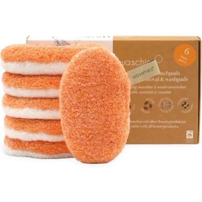 Abbildung von waschies waschbare Abschmink &amp; Reinigungspads 6er Set Apricot Edition, wiederverwendbar, hautschonend, hypoallergen, supersoft Abschminkpads für Erwachsene Jugendliche, Alle Hauttypen