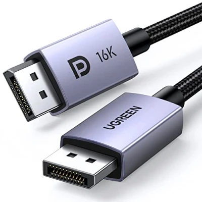 Abbildung von UGREEN DisplayPort 2.1 Kabel VESA zertifiziert, DP 2.0 zu Unterstützt 16K@30Hz, 8K@60Hz, 4K@240Hz 80 Gbps HDR, HDCP, Kabel, Kompatibel mit Gaming Monitor (1M)