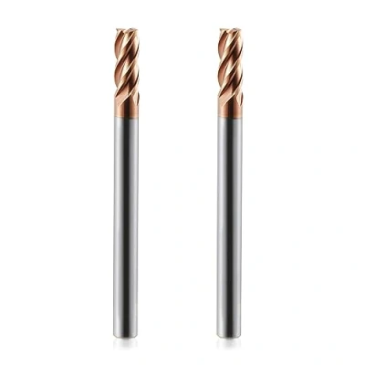 Abbildung von 4mm CED Fräser Schaftfräser Hartmetall 4 Flöte, 2 Stücke TiSiN Coat Spiralfräser Bit VHM CNC Bohraufsätze/Schaftfräser Bit, 55 HRC Schneide Drill für Stahl, Aluminiumlegierung, Kupfer