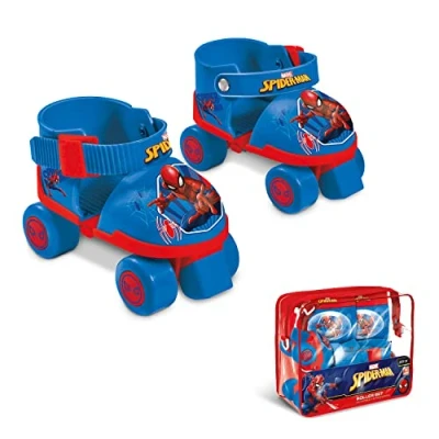 Abbildung von Mondo Toys Marvel Spiderman Rollschuhe, verstellbar von 22 bis 29 Komplettset mit transparenter Tasche, Ellenbogenschützer und Knieschoner 18390