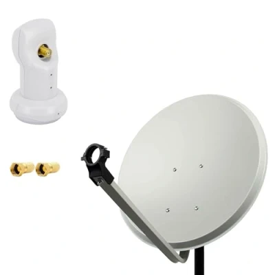 Abbildung von PremiumX Satelliten Komplettanlage 80cm Antenne Hellgrau Satellitenschüssel TV Schüssel Satellitenantenne SAT Single LNB 2X F Stecker
