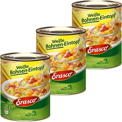 Abbildung von Erasco Weiße Bohnen Eintopf mit feiner Salami und Gemüse 800g 3er Pack