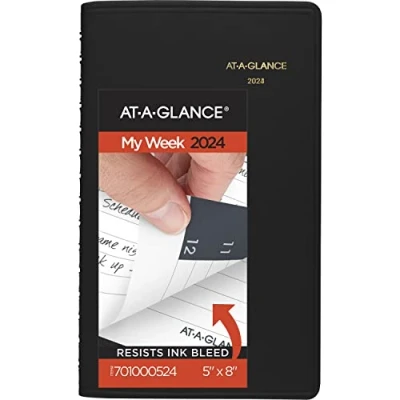 Abbildung von AT A GLANCE Terminkalender 2024, 12,7 x 20,3 cm, klein, Schwarz (701000524)