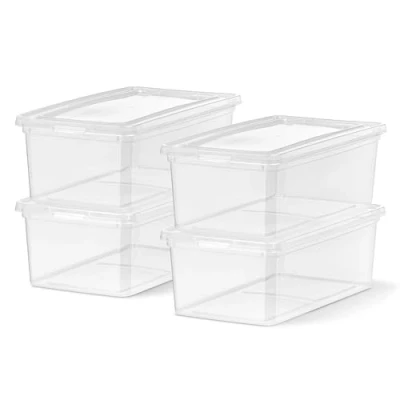 Abbildung von Iris Ohyama, Petite Boite de Rangement Multi Usages, 5L, Lot 4, Transparent, Fermeture Facile, Empilable, en Plastique pour Vêtement,Etagères, Jouet, Papeterie, Chaussures, CNL 5