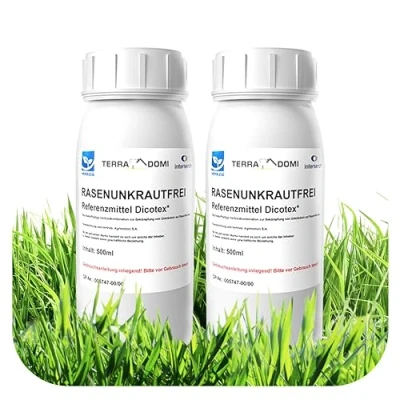 Abbildung von Terra Domi Rasenunkrautvernichter 2x500 ml, Referenzmittel: Dicotex für bis zu 1200 m² Rasenfläche, stark gegen übliche Unkräuter &amp; schwer bekämpfbare Arten, Herbizid den perfekten Garten