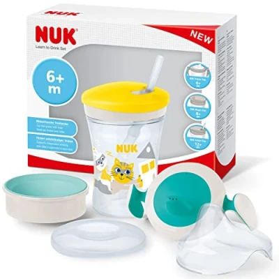 Abbildung von NUK Trinklernbecher 3 in 1 Trinklernset, Schnabeltasse, Magic Cup, Action Cup