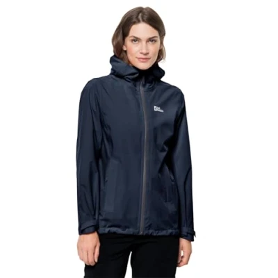 Abbildung von Jack Wolfskin PACK &amp; GO Regenjacke / wasserabweisende Jacke, Damen, Größe: Small, Night blue