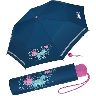 Abbildung von Scout Taschenregenschirm Dreamworld Mini Kinderschirm, extra leicht für Kinder gemacht, reflektierend und bedruckt