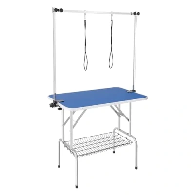 Abbildung von VEVOR Trimmtisch 1060x616x1701mm Schertisch Edelstahl Hundepflegetisch 150kg Tragfähigkeit Frisiertisch Hund Faltbar Tierpflegetisch 914,4x609,6mm Desktop Ideal für Baden Trimmen Trocknen Bürsten
