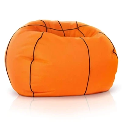 Abbildung von Green Bean Basketball Sitzsack fertig befüllt 300L EPS Perlen Kinder &amp; Erwachsene 110cm Bag Riesensitzsack Liegekissen Lounge Chair Sitzkissen Waschbarer Bezug Gaming Sessel Orange