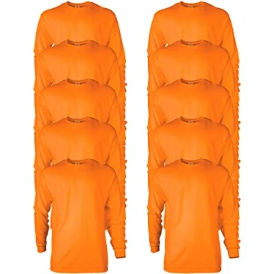 Abbildung von Gildan Unisex Langärmliges T shirt aus Ultra baumwolle, Stil G2400 Shirt, Safety Orange (10er pack), S