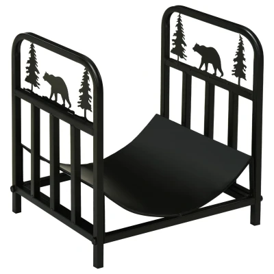 Abbildung von Outsunny Kaminholzregal Brennholzregal mit Griffe Feuerholzregal bis 50 kg
