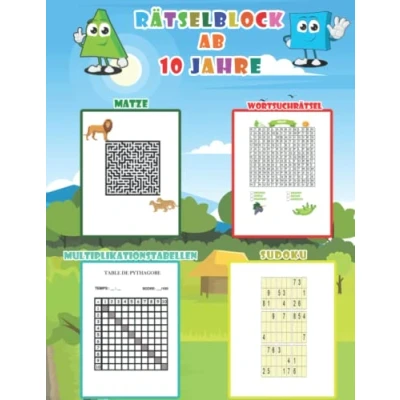 Abbildung von Rätselblock ab 10 Jahre: Rätselspaß für Kinder Labyrinthe , Sudokus Multiplikationstabelle Wortsuchrätsel Englisch cooler jahre