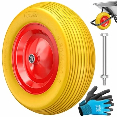 Abbildung von MASKO Schubkarren Rad, PU Schubkarrenrad Vollgummi 200 kg pannensicher 4.80/4.00 8 Ø