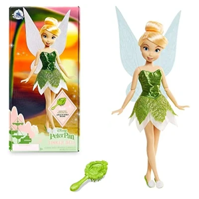 Abbildung von Disney Store Offizielle Tinkerbell Puppe für Kinder, Peter Pan, 25,5 cm, vollbewegliche im schimmernden grünen Kleid mit ausgearbeiteter Haarbürste, geeignet ab 3 Jahren
