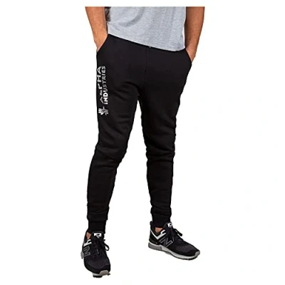 Abbildung von Alpha Industries Herren Basic Jogger AI Foil Print Hose, Black/Metalsilver, S