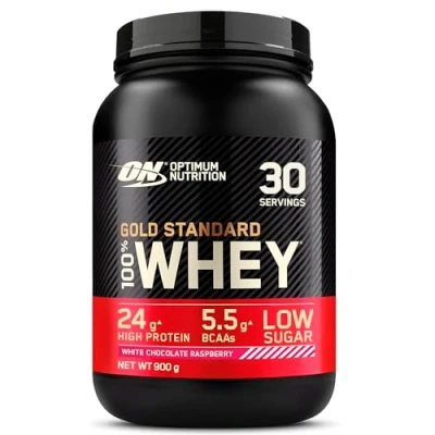 Abbildung von OPTIMUM NUTRITION Gold Standard Whey 899g Dose / White Chocolate Raspberry