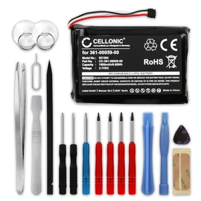Abbildung von CELLONIC® GPS Ersatz Akku 361 00059 00 Ersatzakku für Garmin Zumo 390, 350, 340 (010 01043 01, 020 00218 05) Navigationsgerät 1800mAh + Werkzeug Set Navi Batterie