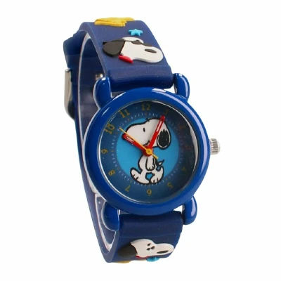 Abbildung von Snoopy Uhr für Kinder Bunte Analoguhr in Blau Kleine Fans