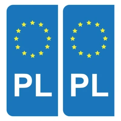 Abbildung von HADEXIA Aufkleber, Nummernschild, PL, Polen, Europäisch, EU, Blau