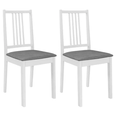 Abbildung von vidaXL Esszimmerstühle 2 STK., Esszimmerstuhl mit Polstern Rückenlehne, Essstuhl Küchenstuhl Holzrahmen, Stuhl Holzstuhl Esszimmer Küche, Modern, Weiß Massivholz